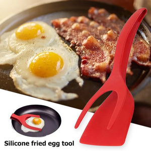 2 In 1 Grip And Flip Tongs Egg Spatula Tongs Clamp Pancake Fried Egg French Toast Omelet Overturned Kitchen Accessories - My Store